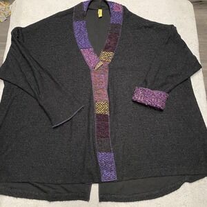 Staley Gretzinger Sweater One Size Black Cardigan Toggle Art To Wear Lagenlook
